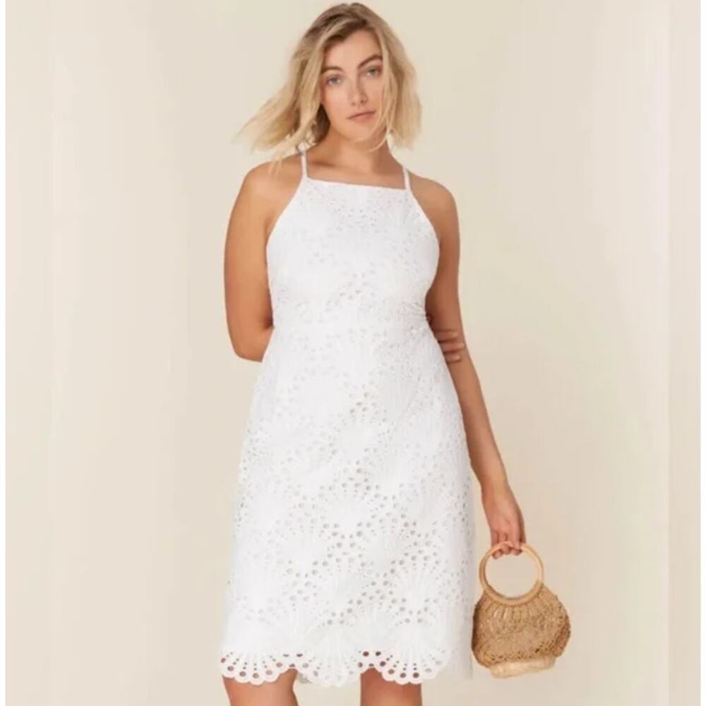 Andie‎ The Roatan Midi Dress Eyelet White Feminine Summer Women's Size X-Large